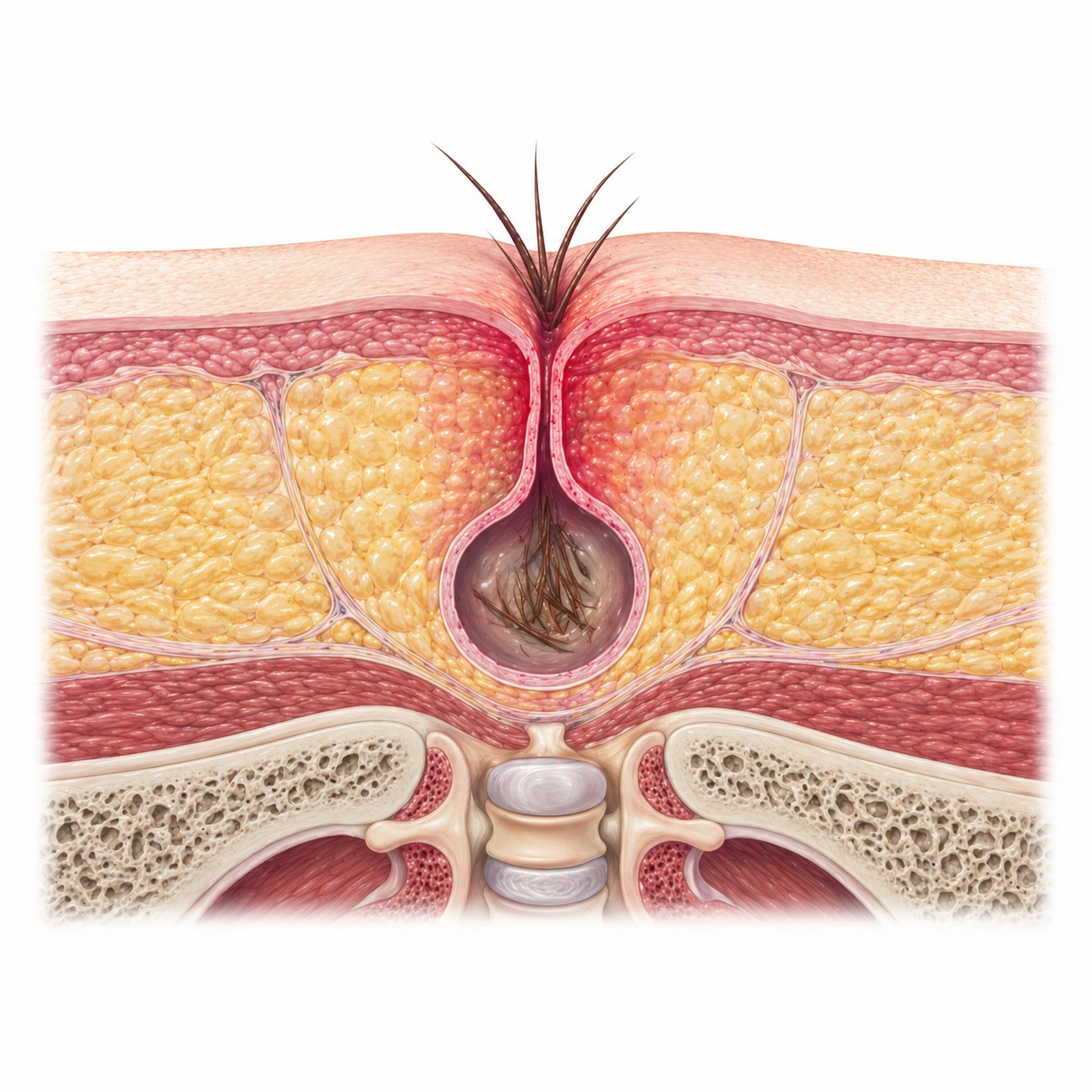 Pilonidal Sinus treatment illustration